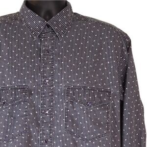 VTG J. Crew Oarsman Button Down Shirt Long Sleeve Snap Patterned Blue Mens Large